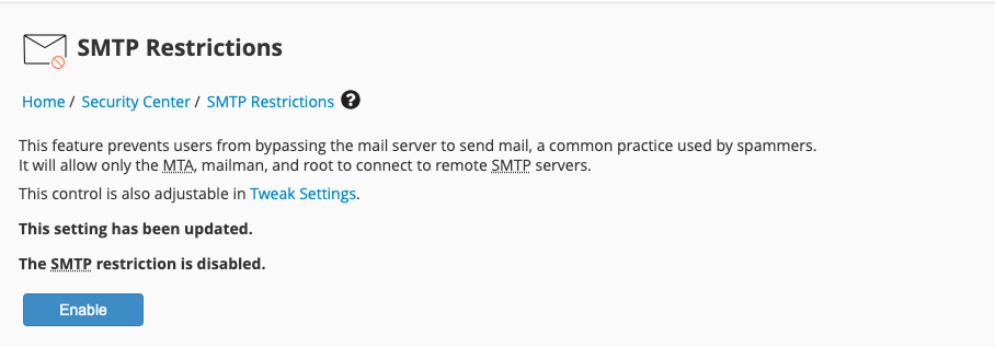 smtp restrict