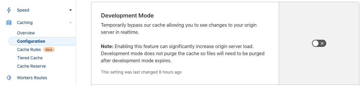 disable Development Mode