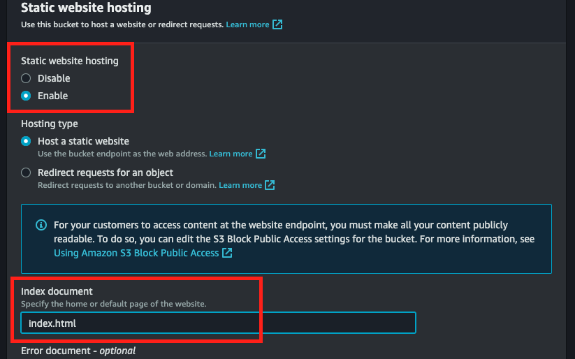 tentukan index document